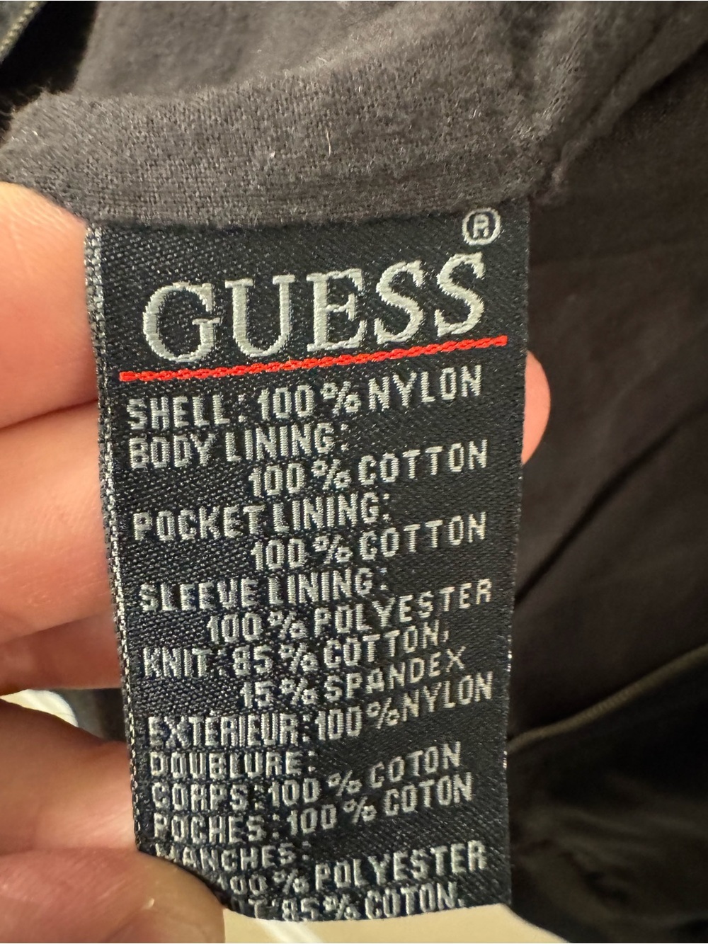 GUESS Men’s Black Bomber Jacket Moto Style Full Zip Lightweight Coat Small - Picture 5 of 10